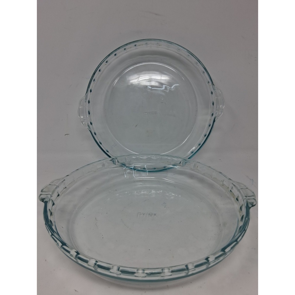 Set of 2: VTG PYREX Ovenware #229 Pie Plate Dishes Round Fluted Rim 1950's USA